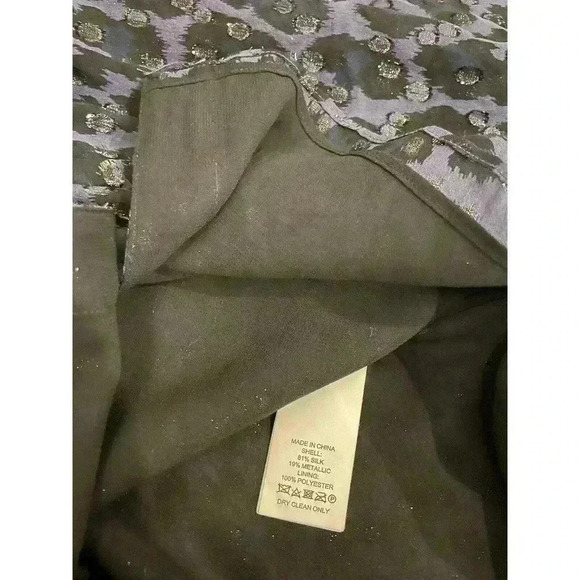 Kate Spade Silk Blouse Leopard Clip Bow XS Metallic Top Tie Button Front $328 - Picture 6 of 7